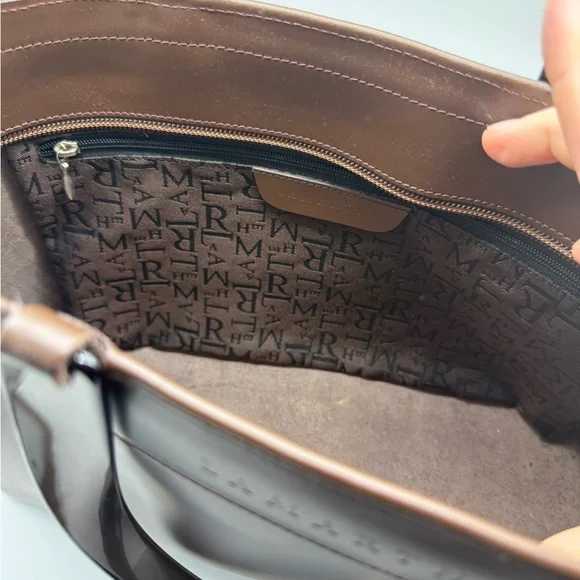 Vintage French Leather Lucite Handle Lamarthe Tote Old Money, - Picture 2 of 6